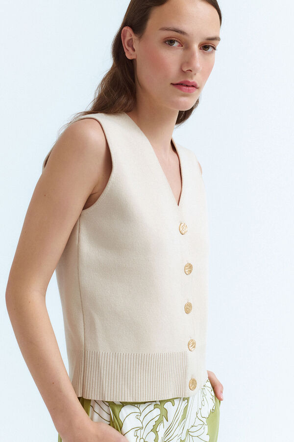 Vila Chaleco de punto abotonado Gris