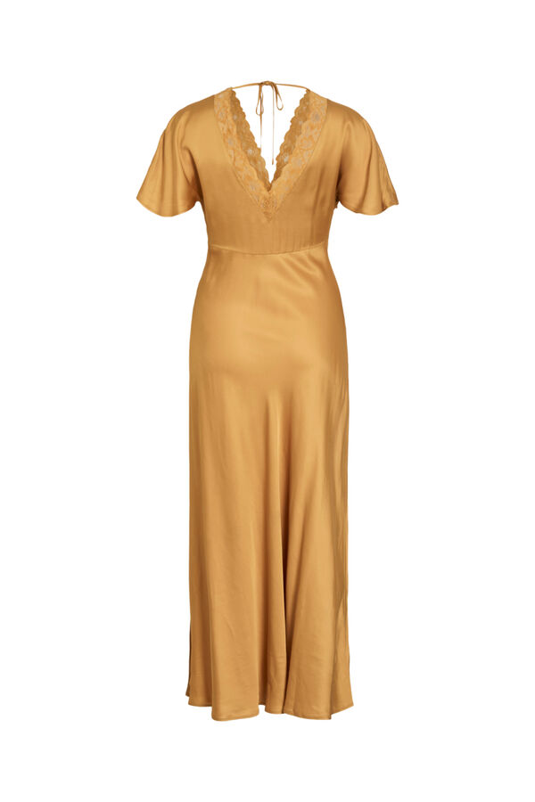 Vila Vestido de fiesta satinado con encaje Dorado