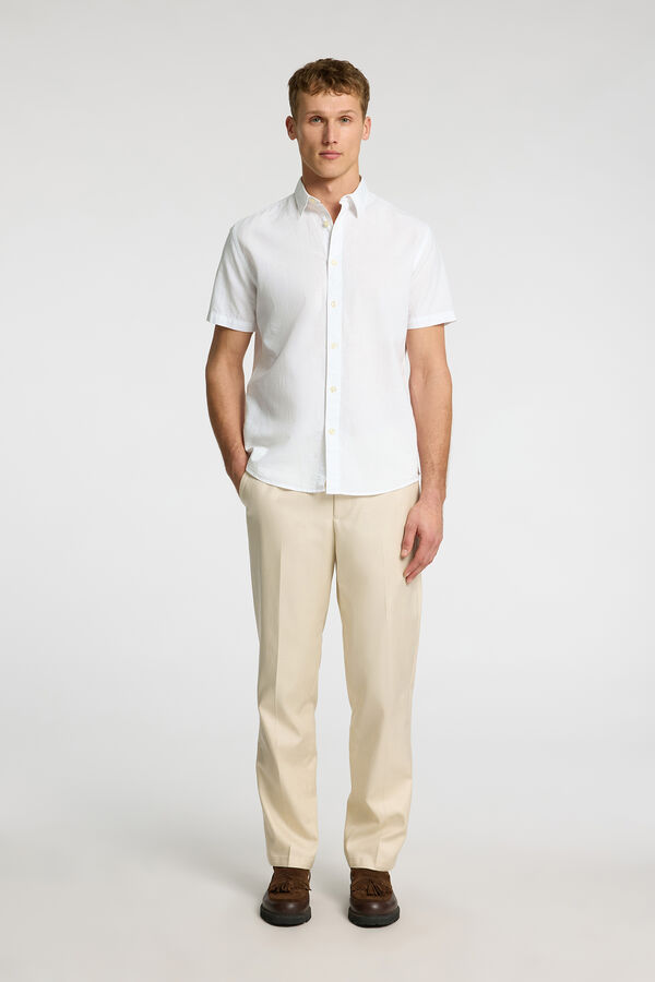 Selected Camisa de manga curta de linho Branco