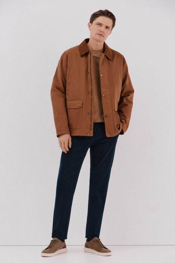 Cortefiel Chaqueta cuello combinado Marr&oacute;n