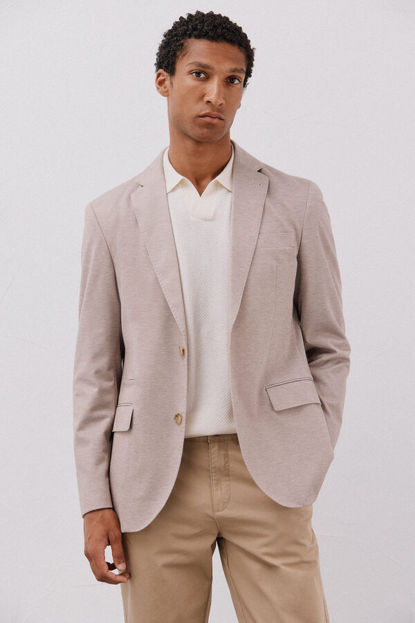 Cortefiel Blazer de malha  Tostado