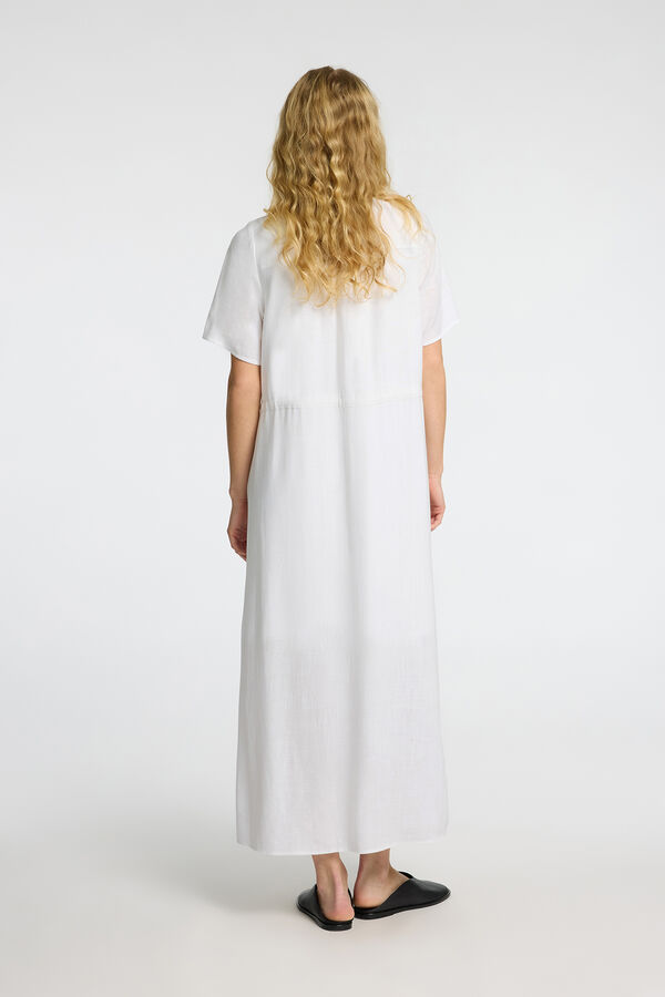 Selected Femme Vestido midi confeccionado con lino Blanco