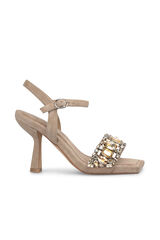 Alma en Pena Sandalia tac&oacute;n con pedrer&iacute;a Gris