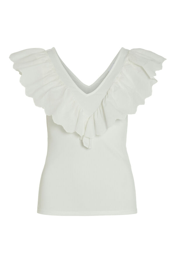 Vila Top entallado con volante Blanco