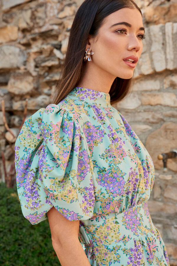 Pol&iacute;n Et Moi Vestido midi con flores Verde