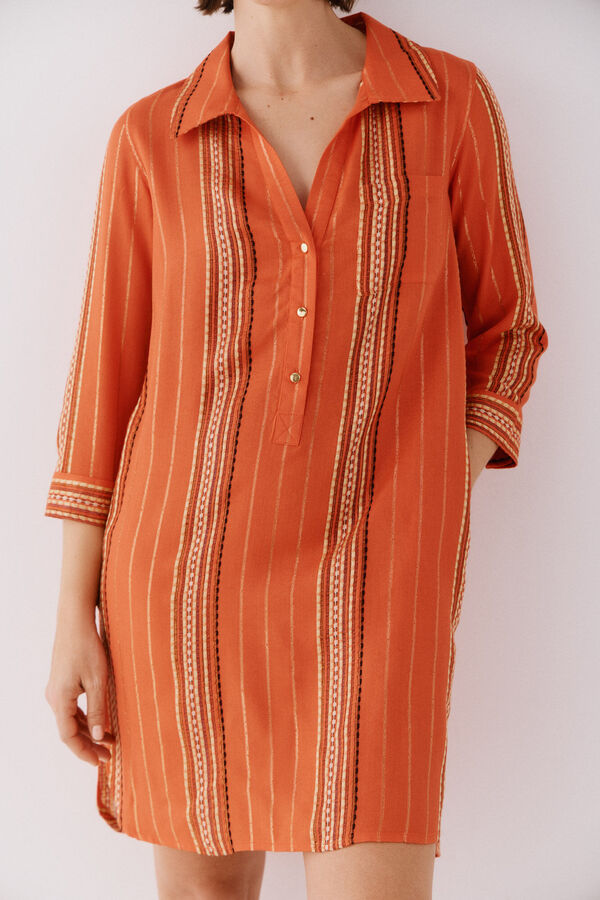 Cortefiel Gola camiseira t&uacute;nica caftan Vermelho