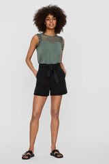 Vero Moda Cal&ccedil;&otilde;es de mulher com la&ccedil;ada ajust&aacute;vel cintura m&eacute;dia Preto