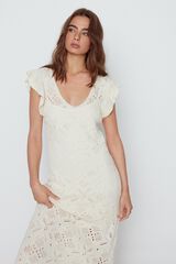 Slowlove Vestido crudo volantes Marfil