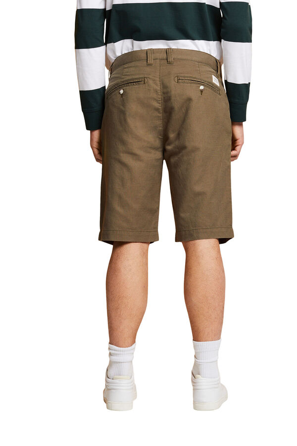 Esprit Bermuda lisa regular fit con lino Marr&oacute;n