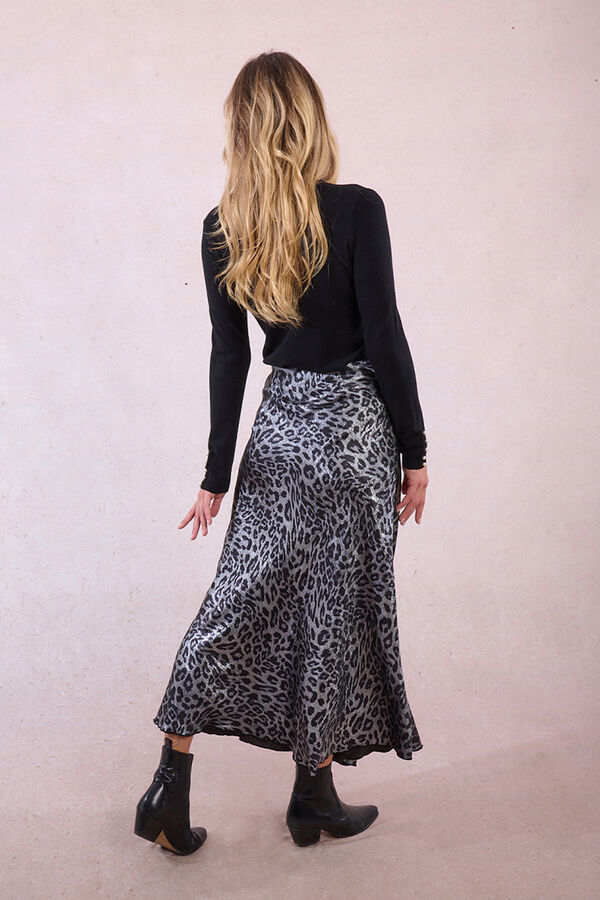 Molly Bracken Falda larga satinada con estampado Gris