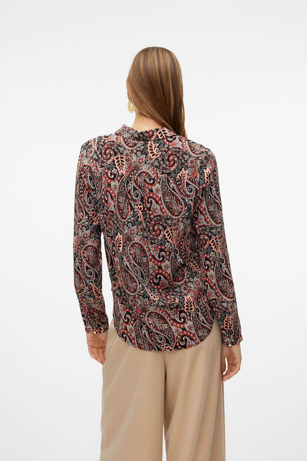 Vero Moda Camisa de manga comprida feminina com estampado paisley Vermelho