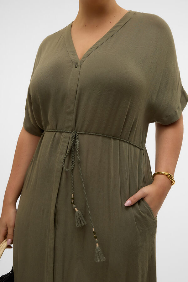 Vero Moda Curve Vestido fluido abotonado talla grande Verde