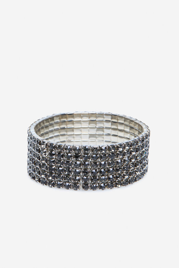 Cortefiel Pulseira el&aacute;stica de strass Cinzento