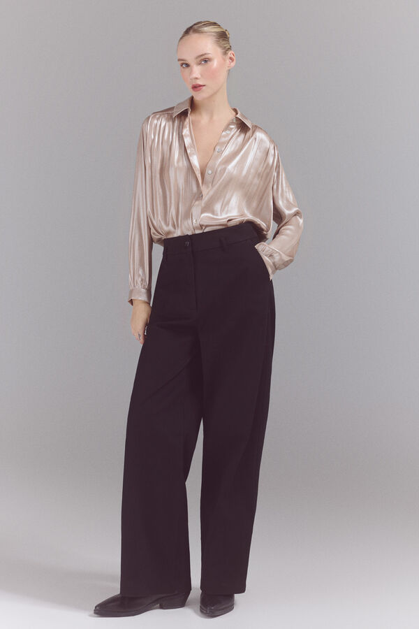 Slowlove Blusa em tecido laminado prata Dourado