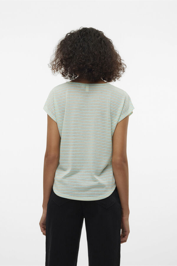 Vero Moda T-shirt lúrex com decote Azul