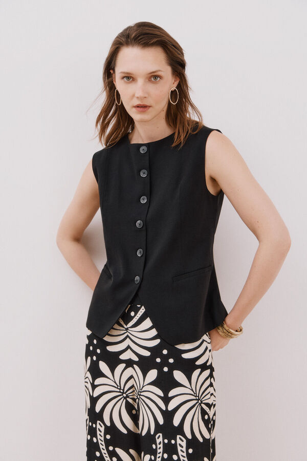 Cortefiel Colete gola redonda Preto