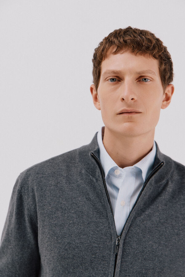 Cortefiel Cardigan de algod&atilde;o e cashmere Cinzento