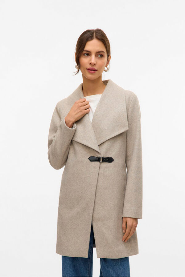 Vero Moda Abrigo midi de pa&ntilde;o Beige