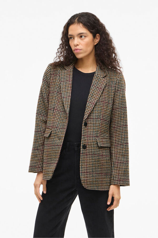 Vila Americana blazer de cuadros Marr&oacute;n
