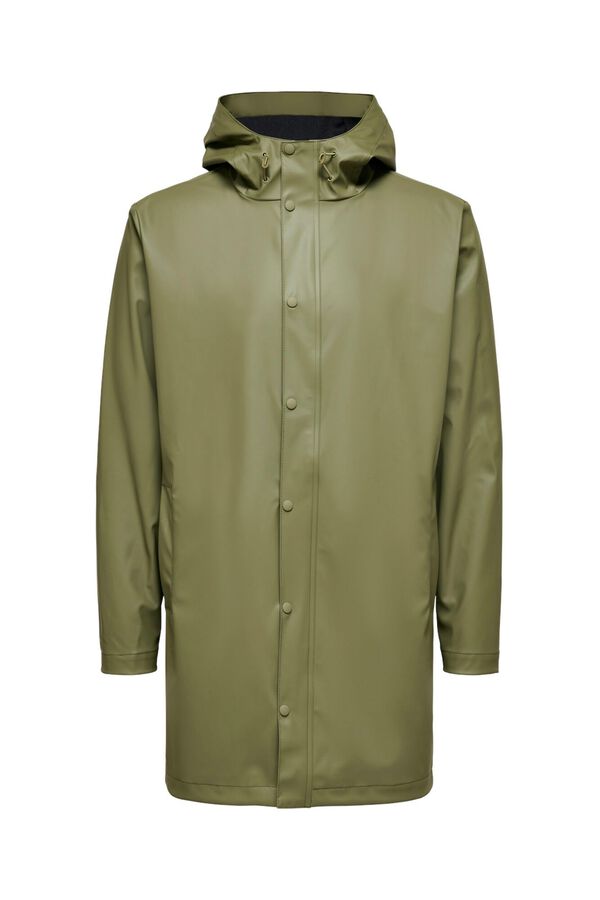 Selected Chubasquero impermeable con capucha. Verde oscuro