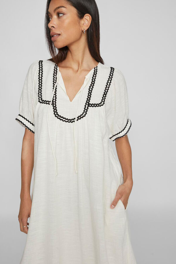 Vila Vestido midi con manga farol Blanco
