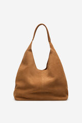 Cortefiel Hobo de couro tran&ccedil;ado Castanho