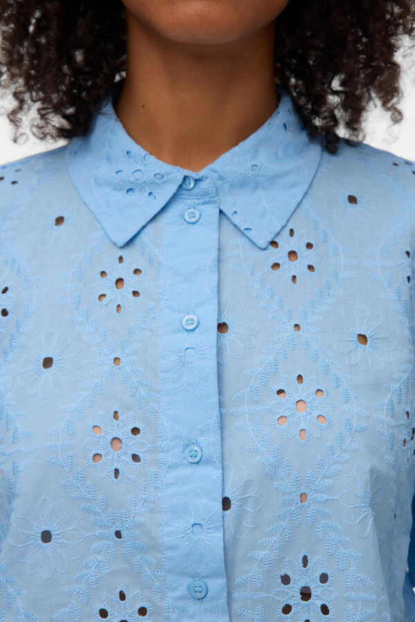 Vero Moda Camisa cropped com bordados Azul