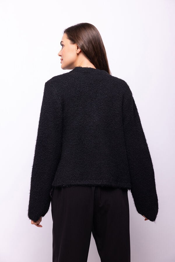 Object Cardigan punto con lazos Negro