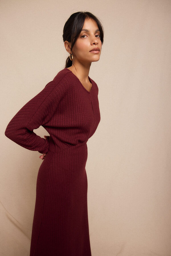 Slowlove Vestido estructura manga murci&eacute;lago Granate