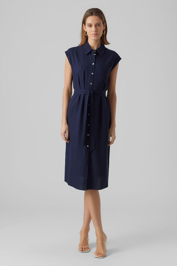 Vero Moda Vestido 7/8 camisero Azul