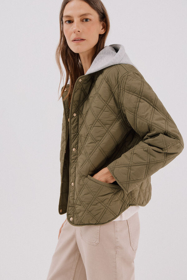 Cortefiel Anorak corto capucha sudadera Kaki