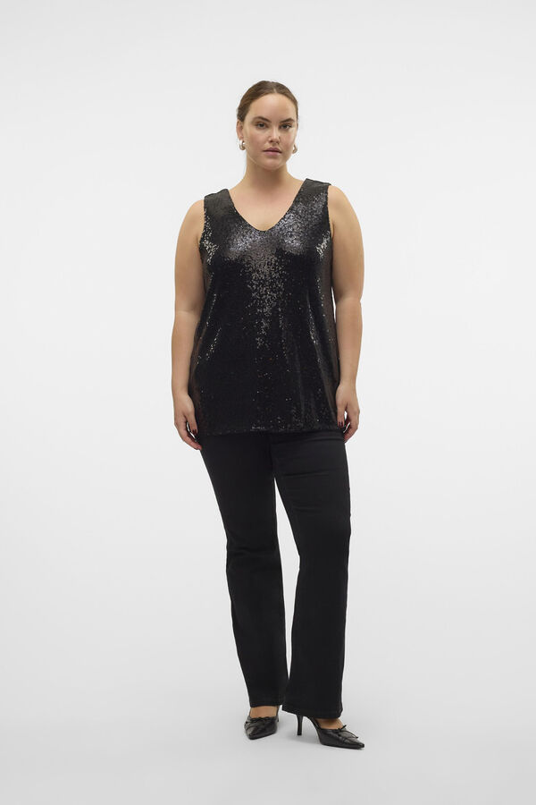 Vero Moda Curve Top plus size com lantejoulas Preto