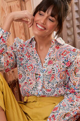 Pol&iacute;n Et Moi Blusa com folho Volamia  Multicolorido