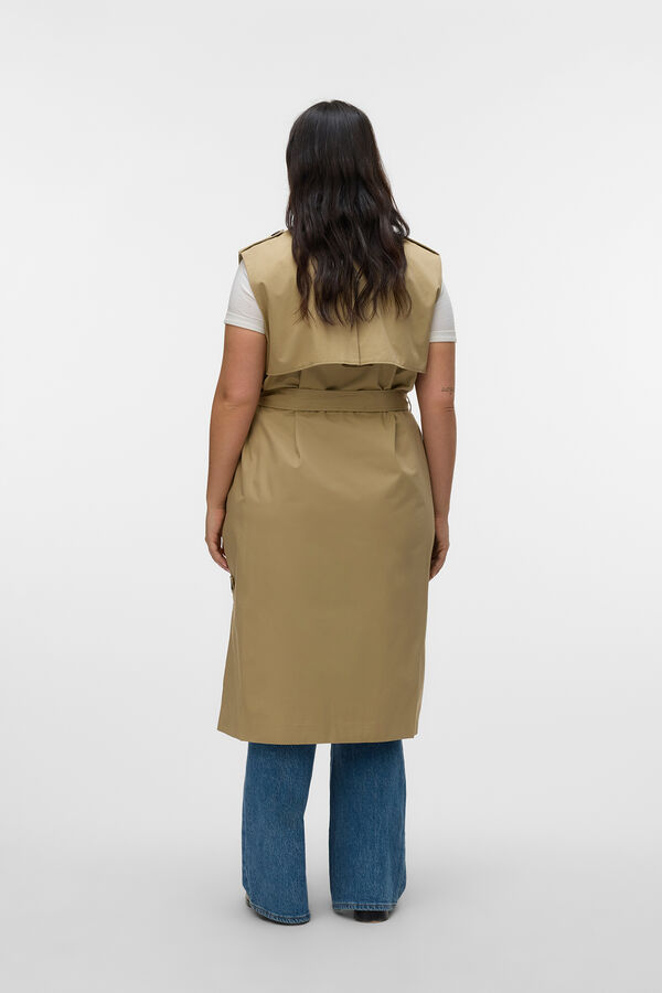 Vero Moda Curve Chaleco largo de doble abotonadura talla grande Gris