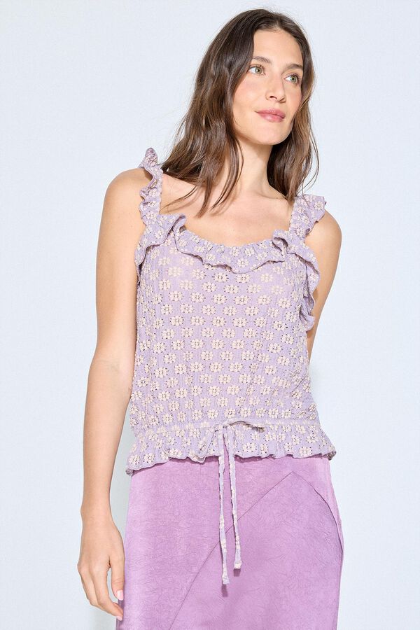 Slowlove Top encaje floral Lila
