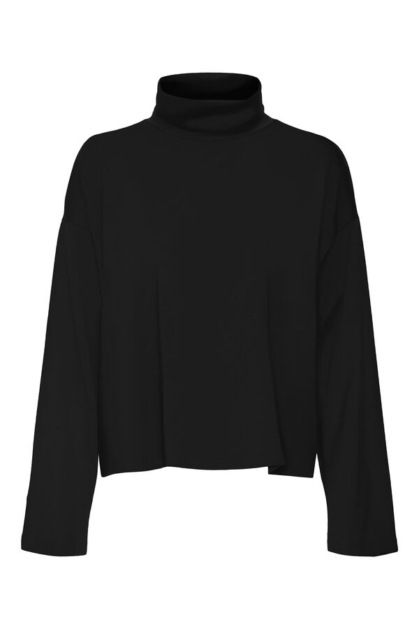 Vero Moda Camiseta de mujer de rayas con cuello alto Gris oscuro