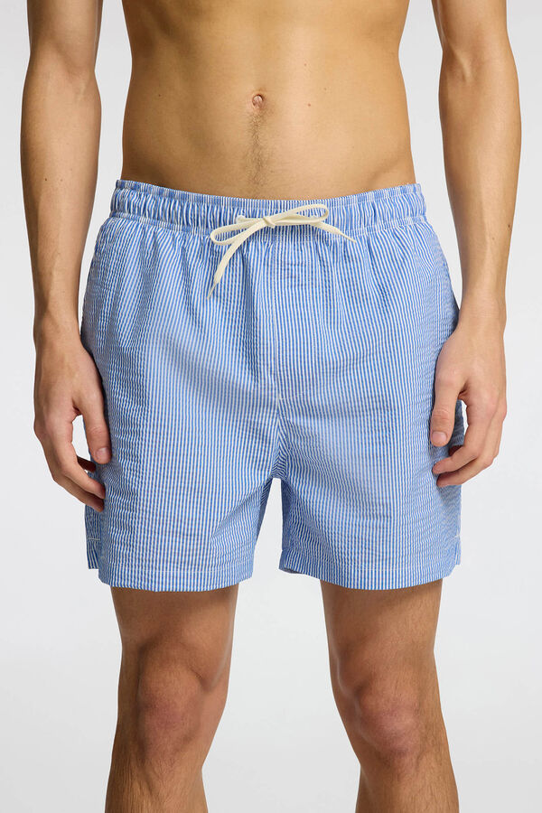 Selected Mai&ocirc; liso seersucker  Azul