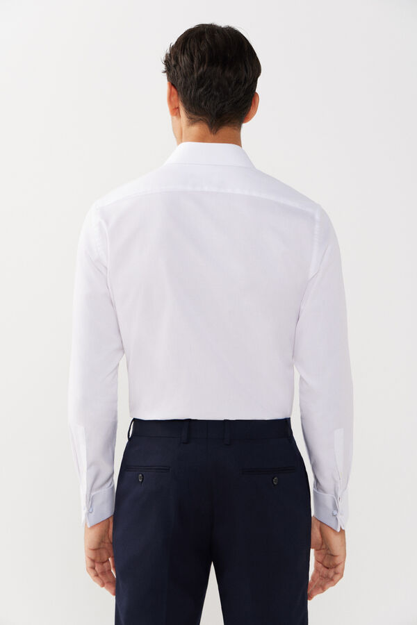 Cortefiel Camisa vestir estructura lisa pu&ntilde;o gemelos f&aacute;cil plancha Blanco
