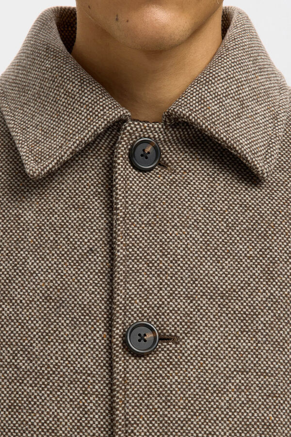 Selected Abrigo largo lana Marr&oacute;n