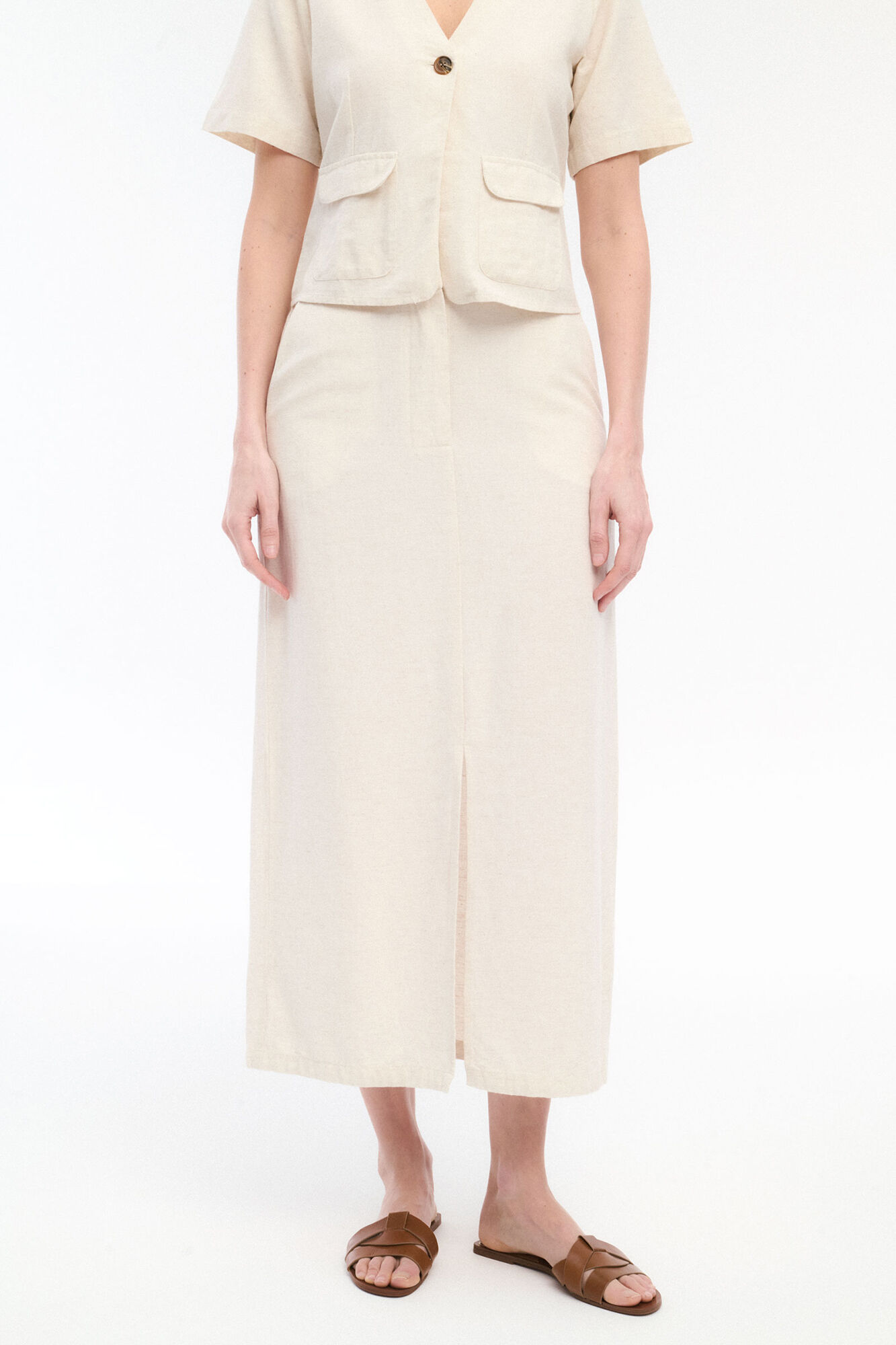 Vila Falda midi cintura alta