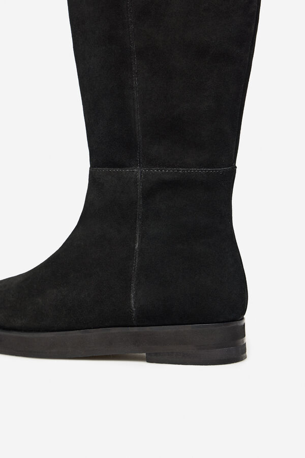 Cortefiel Bota alta el&aacute;stico serraje Negro