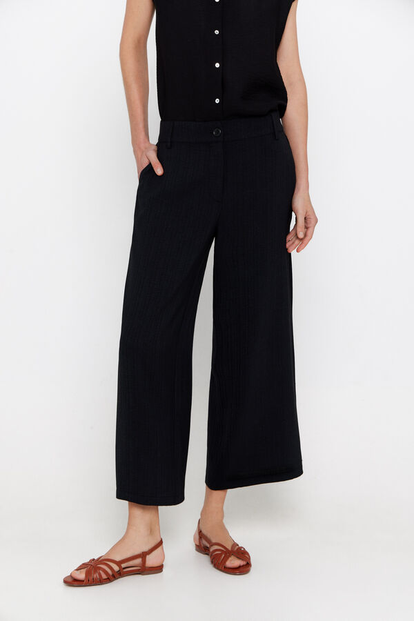 Cortefiel Pantal&oacute;n tobillero flu&iacute;do Negro