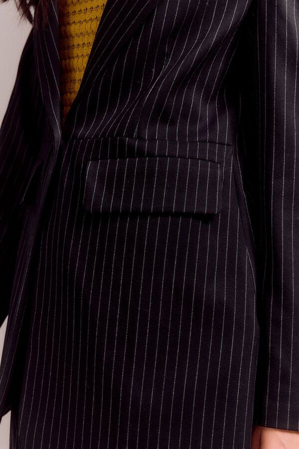 Slowlove Blazer risca de giz Preto