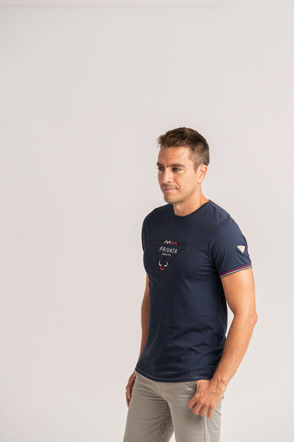 Privata T-shirt de manga curta 100% algod&atilde;o Azul