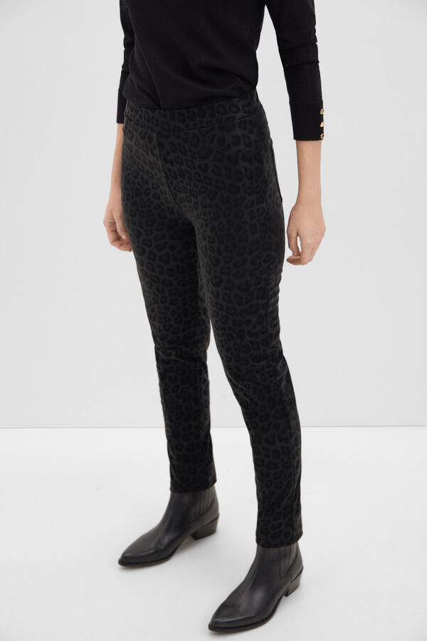 Cortefiel Legging de fantas&iacute;a efecto serpiente Negro