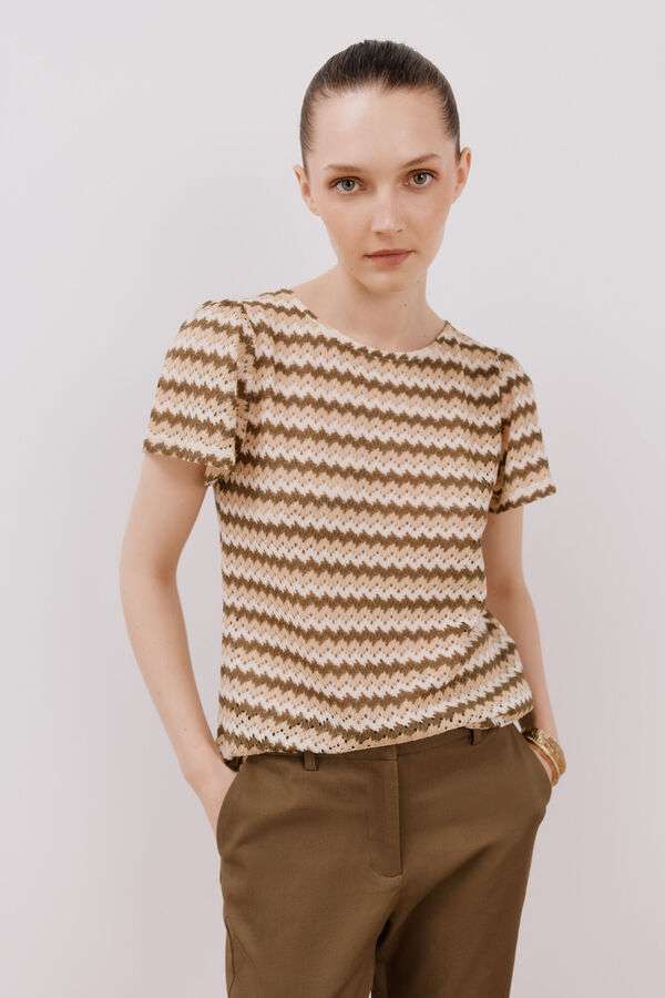 Cortefiel Top estruturado riscas Verde