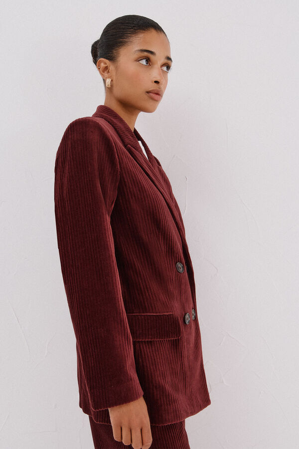 Cortefiel Blazer de mujer cruzada de pana Vino