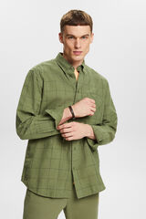 Esprit Camisa cuadros regular fit con lino Estampado verde