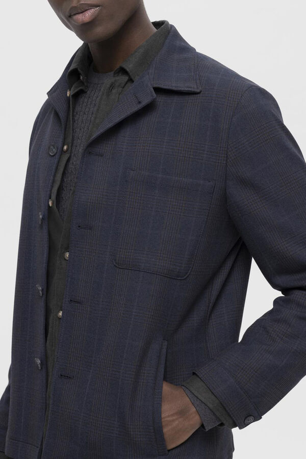 Selected Casaco modal com bot&otilde;es e bolso frontal Azul