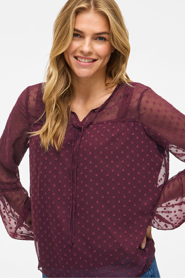 Vila Blusa manga larga plumeti Granate